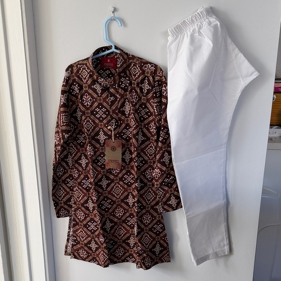 Indian Maroon Patterned Kurta Pajama set boy size 5